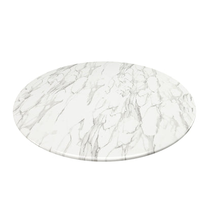 32" White And Black Marble And Metal Dining Table - Loft&Timber