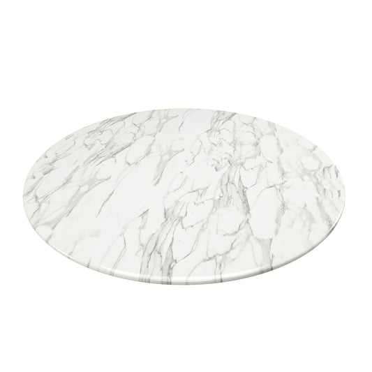 32" White And Black Marble And Metal Dining Table - Loft&Timber