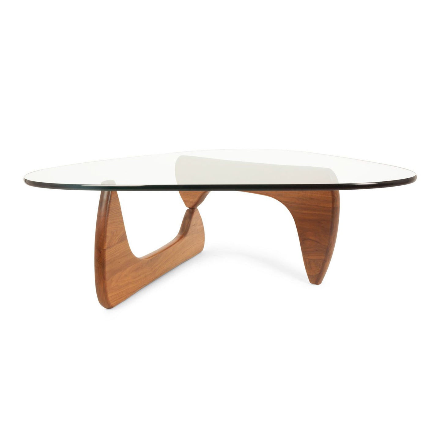 50" Clear And Brown Glass And Solid Wood Triangle Coffee Table - Loft&Timber
