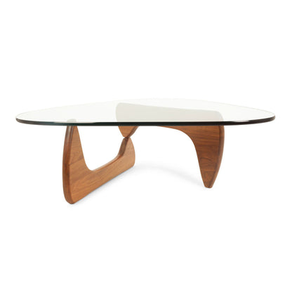 50" Clear And Brown Glass And Solid Wood Triangle Coffee Table - Loft&Timber