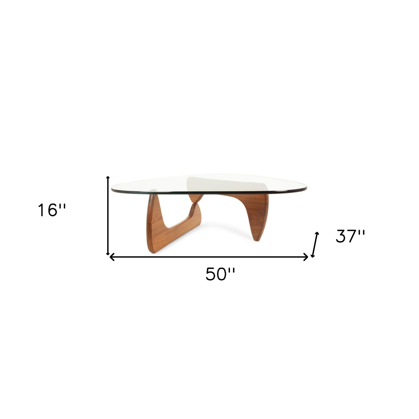 50" Clear And Brown Glass And Solid Wood Triangle Coffee Table - Loft&Timber
