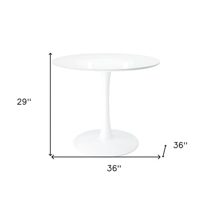 36" White Metal Dining Table - Loft&Timber
