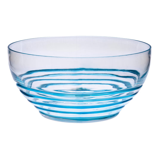 10" Clear and Blue Swirl Acrylic Round Salad Bowl - Loft&Timber