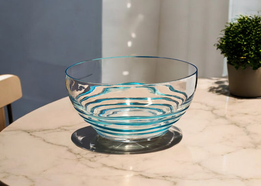 10" Clear and Blue Swirl Acrylic Round Salad Bowl - Loft&Timber