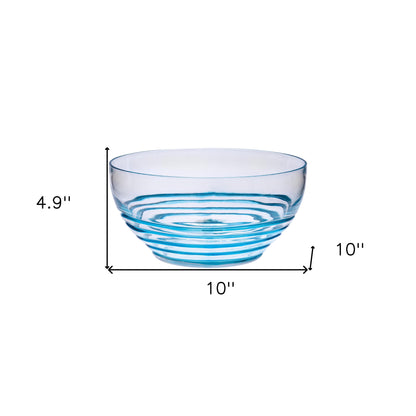 10" Clear and Blue Swirl Acrylic Round Salad Bowl - Loft&Timber
