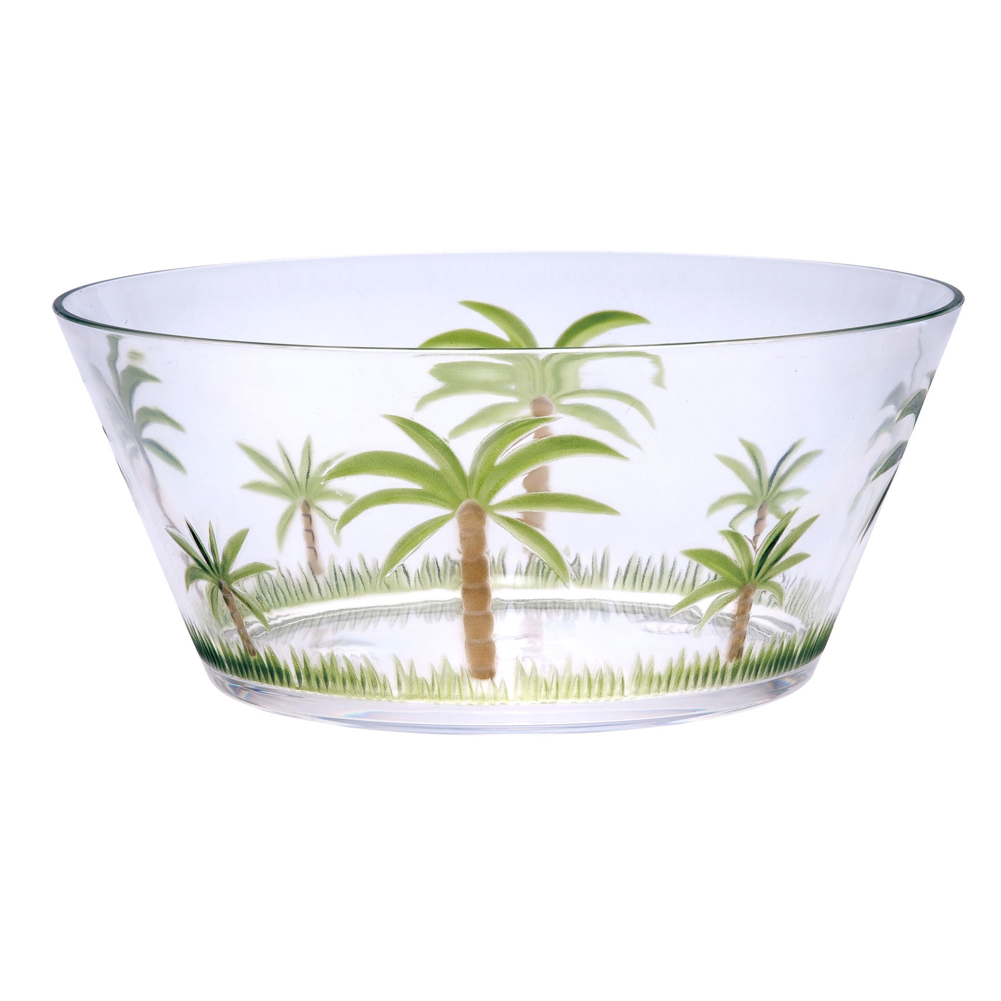 10" Clear and Green Palm Tree Acrylic Round Salad Bowl - Loft&Timber