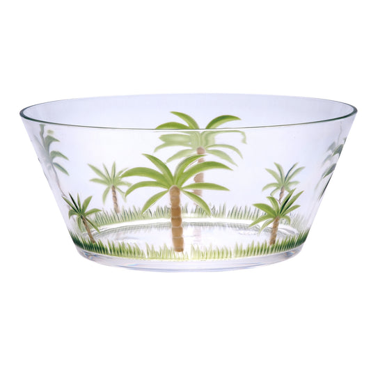 10" Clear and Green Palm Tree Acrylic Round Salad Bowl - Loft&Timber