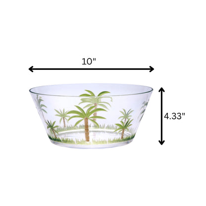 10" Clear and Green Palm Tree Acrylic Round Salad Bowl - Loft&Timber