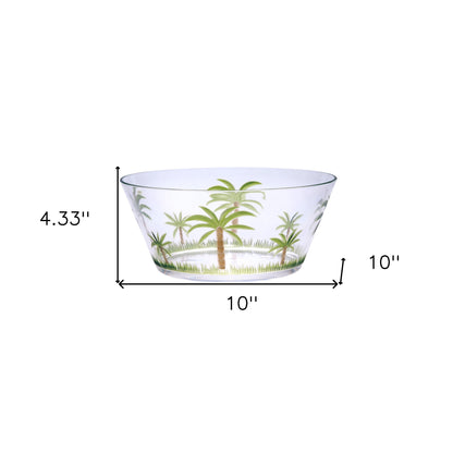 10" Clear and Green Palm Tree Acrylic Round Salad Bowl - Loft&Timber