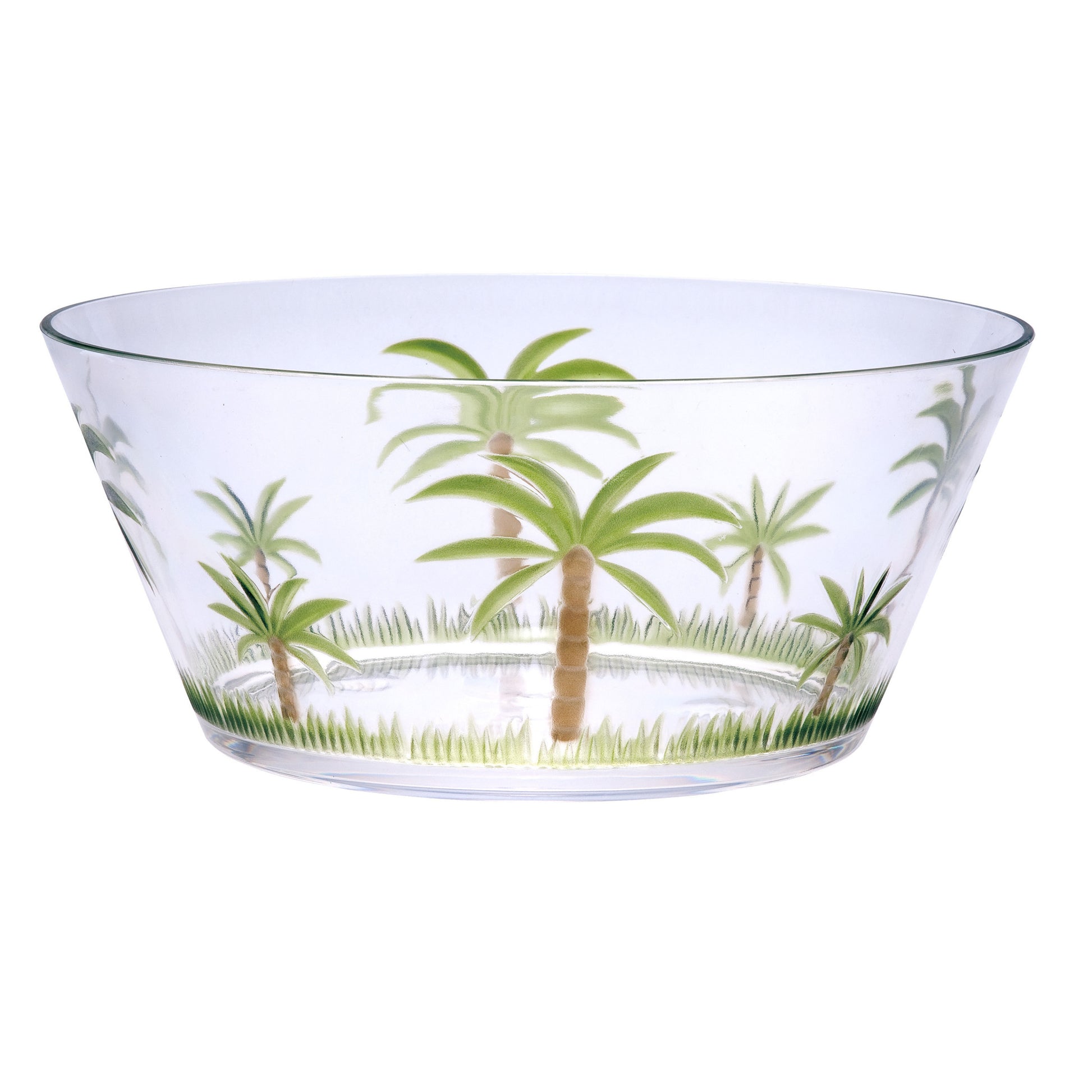 10" Clear and Green Palm Tree Acrylic Round Salad Bowl - Loft&Timber