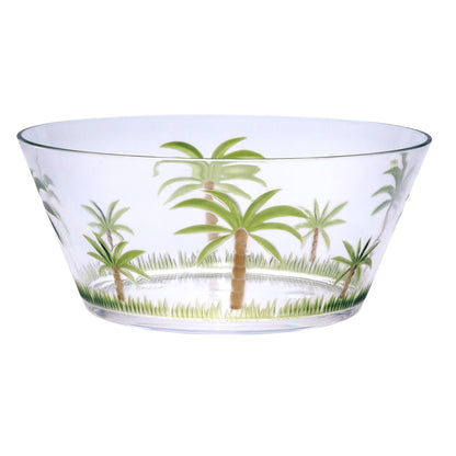 10" Clear and Green Palm Tree Acrylic Round Salad Bowl - Loft&Timber
