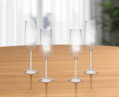Set of Four Clear Tritan Plastic Stemmed Flutes - Loft&Timber