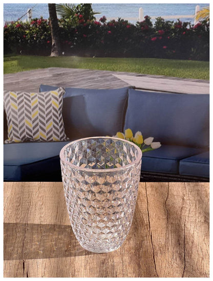 Set of Four Clear Diamond Acrylic Stemless Whiskey Glasses - Loft&Timber