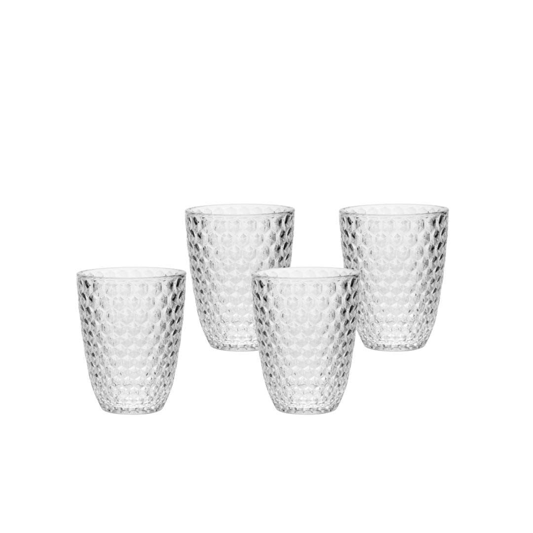 Set of Four Clear Diamond Acrylic Stemless Whiskey Glasses - Loft&Timber