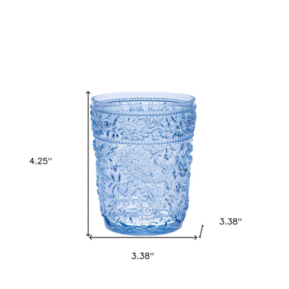Set of Four Blue Paisley Acrylic Stemless Whiskey Glasses - Loft&Timber
