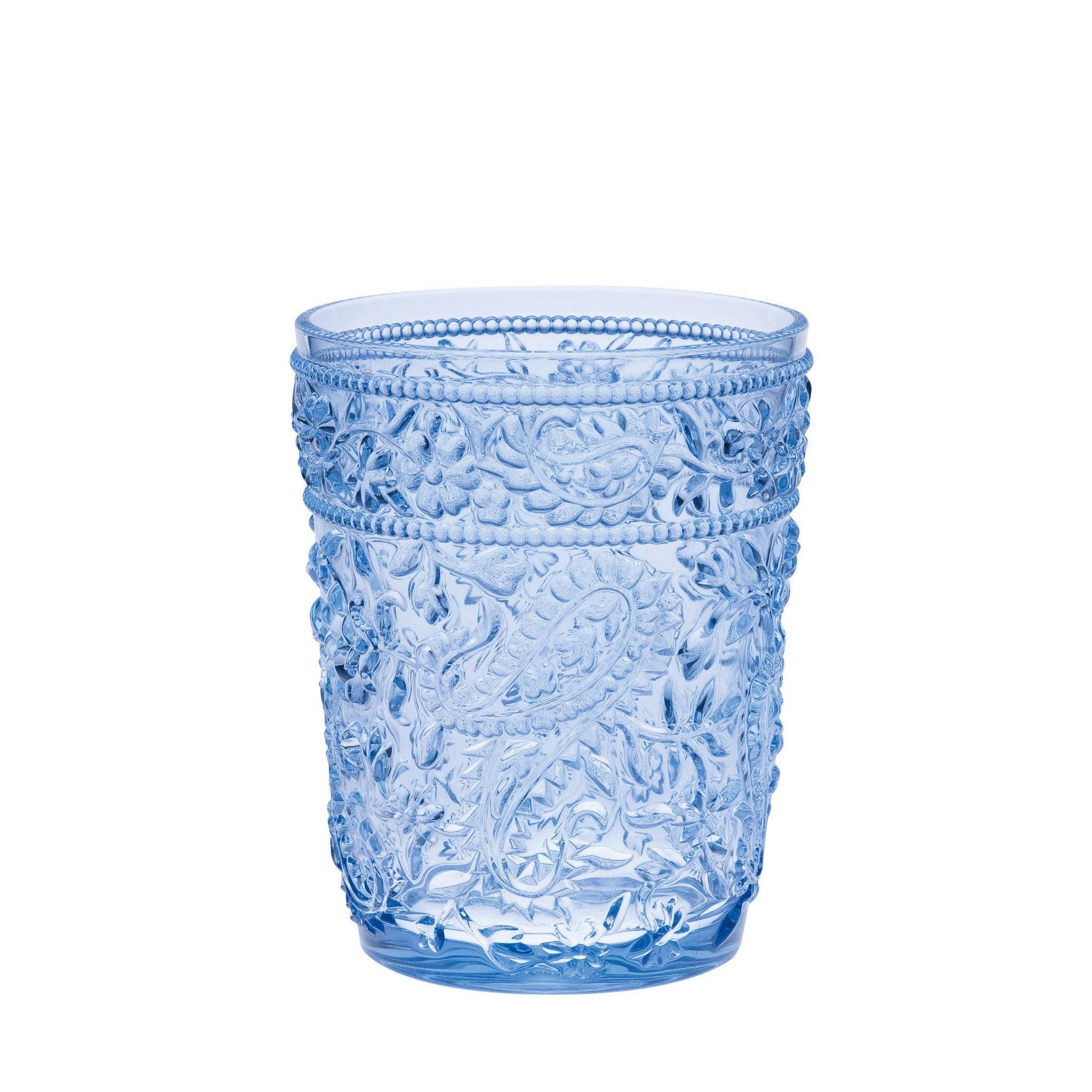 Set of Four Blue Paisley Acrylic Stemless Whiskey Glasses - Loft&Timber