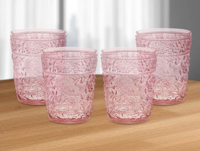 Set of Four Pink Paisley Acrylic Stemless Whiskey Glasses - Loft&Timber