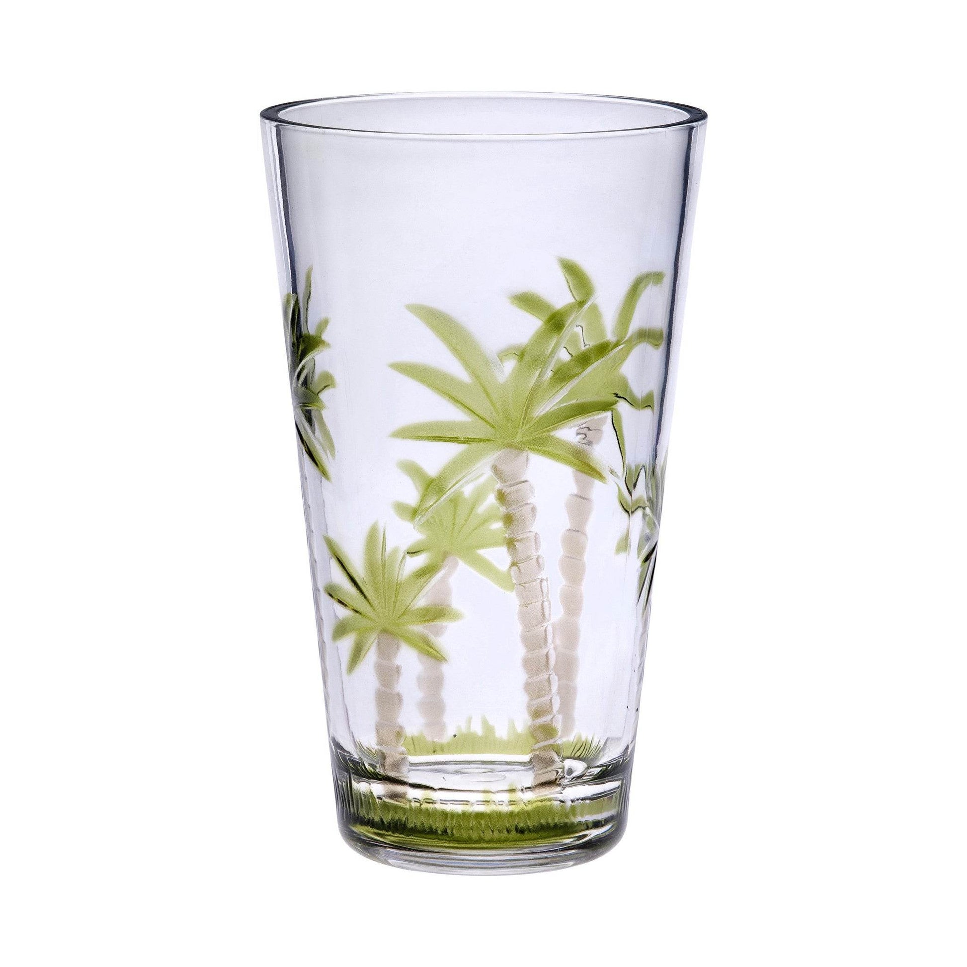 Set of Four Clear and Green Palm Tree Acrylic Highball Glasses - Loft&Timber