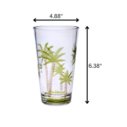 Set of Four Clear and Green Palm Tree Acrylic Highball Glasses - Loft&Timber