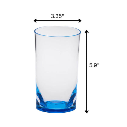 Set of Four Clear and Blue Acrylic Highball Glasses - Loft&Timber