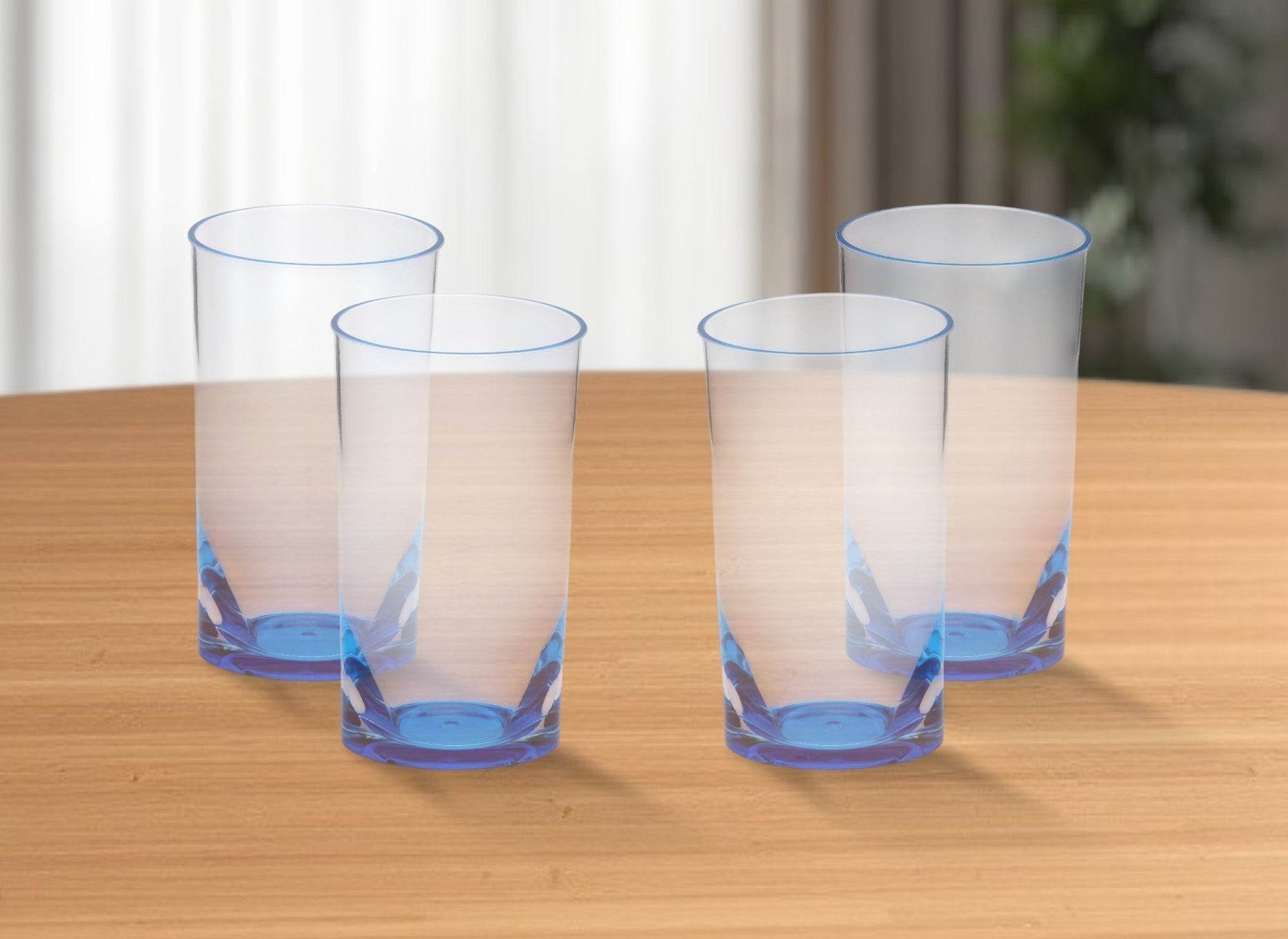 Set of Four Clear and Blue Acrylic Highball Glasses - Loft&Timber