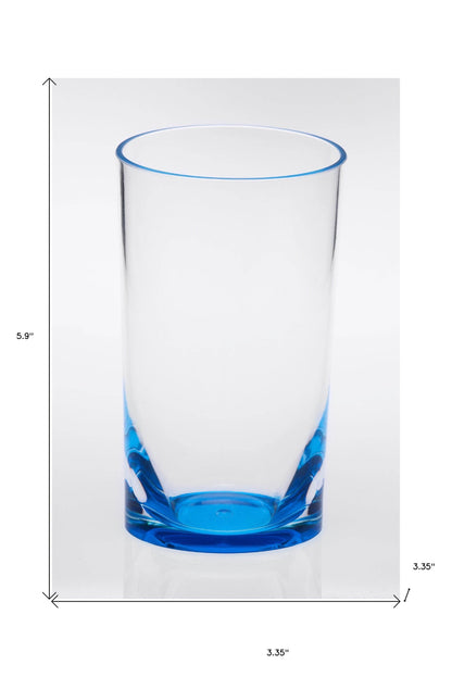 Set of Four Clear and Blue Acrylic Highball Glasses - Loft&Timber