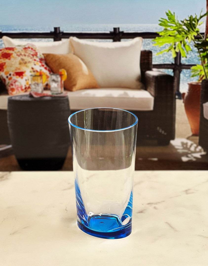 Set of Four Clear and Blue Acrylic Highball Glasses - Loft&Timber
