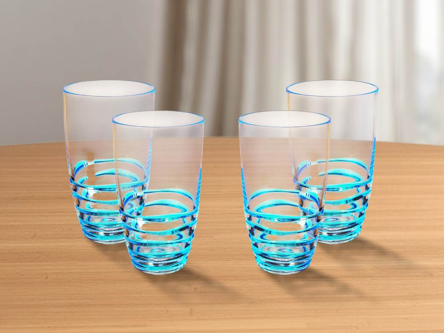 Set of Four Clear and Blue Swirl Acrylic Highball Glasses - Loft&Timber