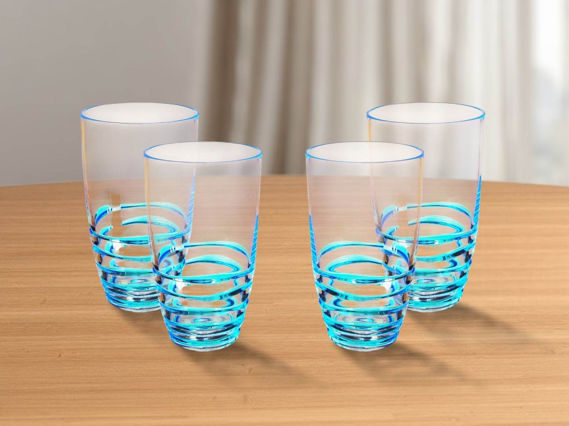 Set of Four Clear and Blue Swirl Acrylic Highball Glasses - Loft&Timber
