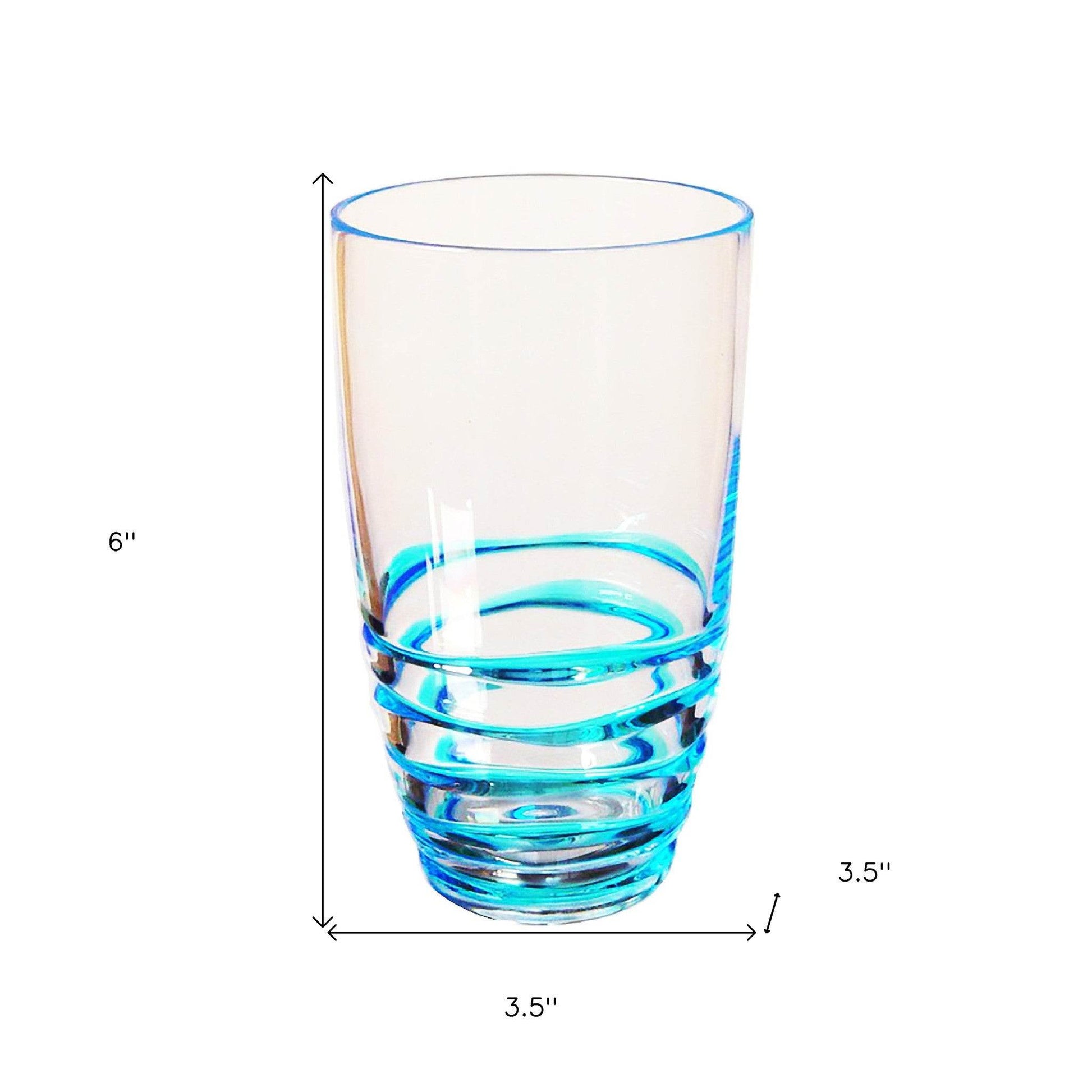 Set of Four Clear and Blue Swirl Acrylic Highball Glasses - Loft&Timber