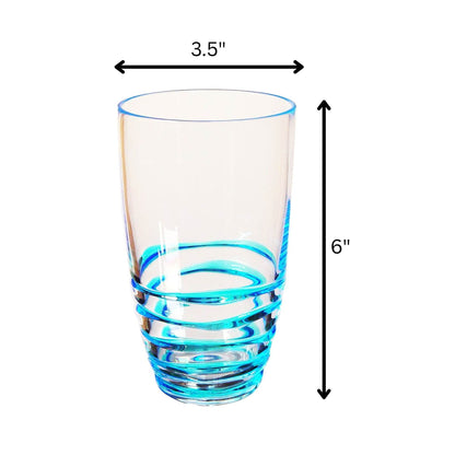 Set of Four Clear and Blue Swirl Acrylic Highball Glasses - Loft&Timber