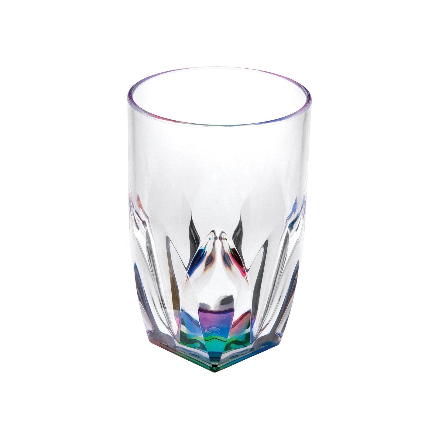 Set of Four Clear and Rainbow Geometric Acrylic Highball Glasses - Loft&Timber