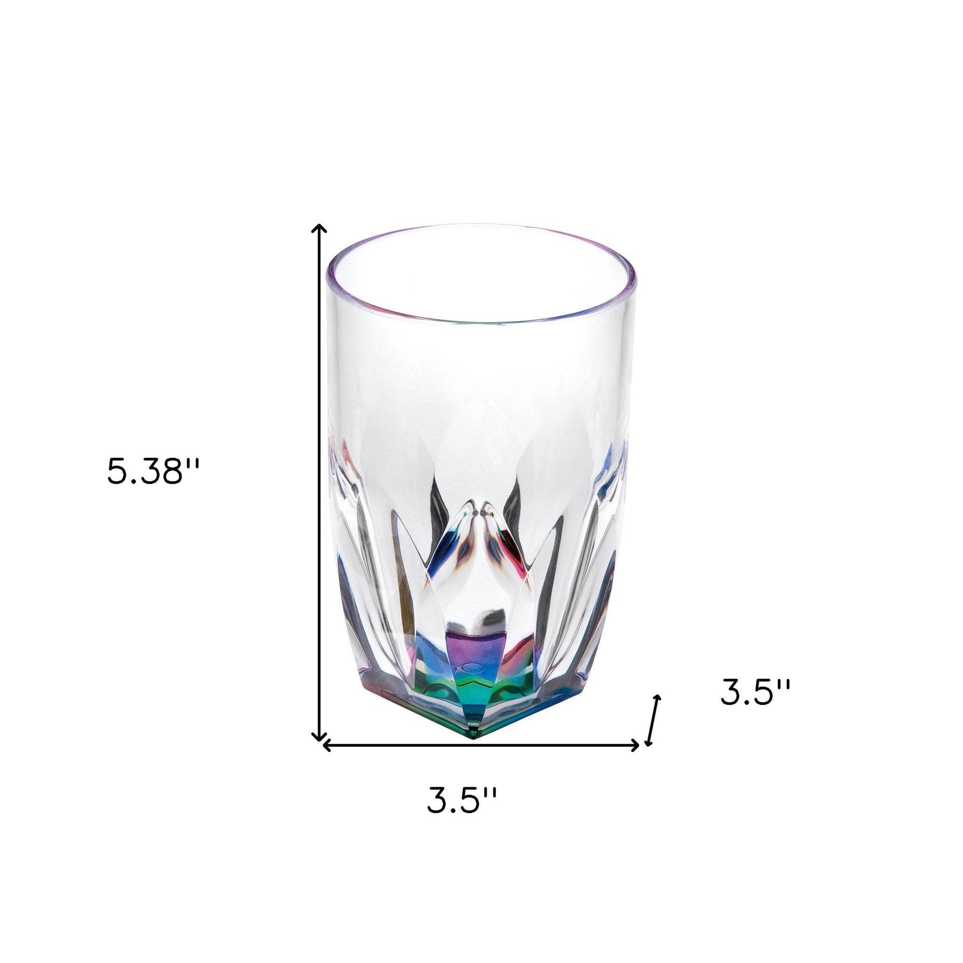 Set of Four Clear and Rainbow Geometric Acrylic Highball Glasses - Loft&Timber