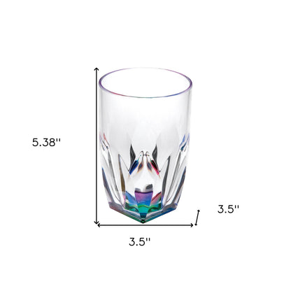 Set of Four Clear and Rainbow Geometric Acrylic Highball Glasses - Loft&Timber