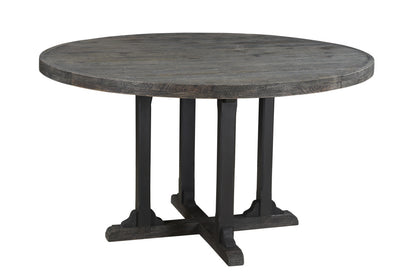 54" Black Rounded Solid Wood Pedestal Base Dining Table - Loft&Timber