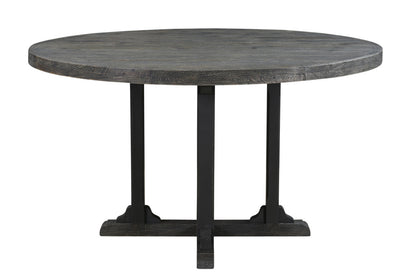 54" Black Rounded Solid Wood Pedestal Base Dining Table - Loft&Timber