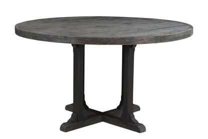 54" Black Rounded Solid Wood Pedestal Base Dining Table - Loft&Timber