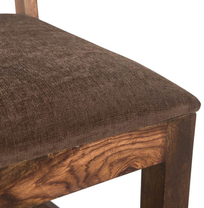 Set of Two Brown Upholstered Seat Ladder Back Dining Side Chairs - Loft&Timber