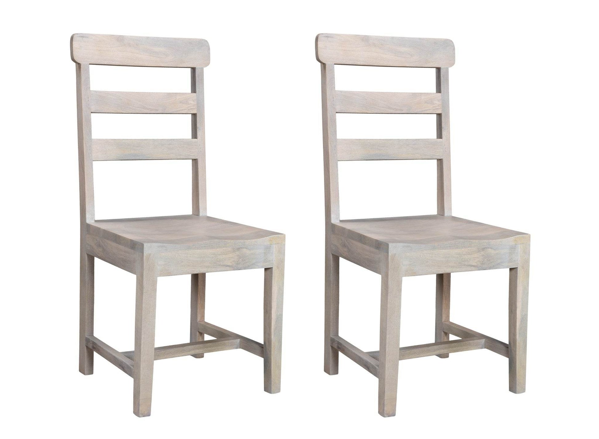 Set of Two White Wood Ladder Back Dining Side Chairs - Loft&Timber
