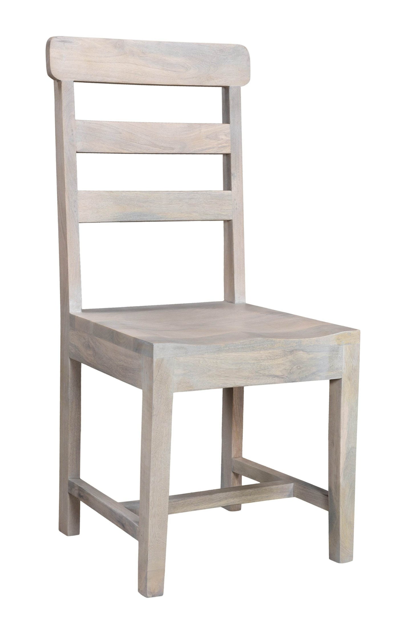 Set of Two White Wood Ladder Back Dining Side Chairs - Loft&Timber