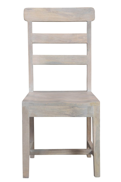 Set of Two White Wood Ladder Back Dining Side Chairs - Loft&Timber