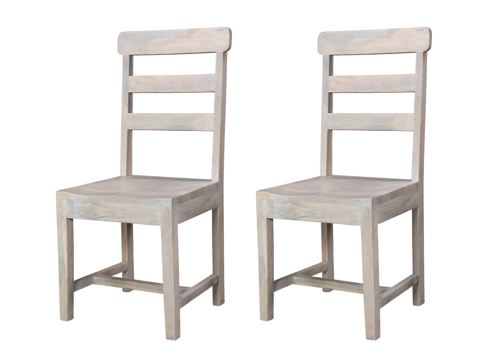 Set of Two White Wood Ladder Back Dining Side Chairs - Loft&Timber