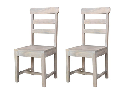 Set of Two White Wood Ladder Back Dining Side Chairs - Loft&Timber