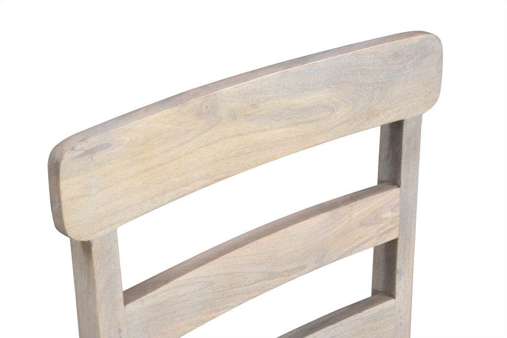 Set of Two White Wood Ladder Back Dining Side Chairs - Loft&Timber