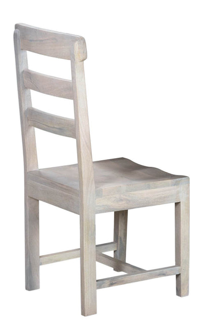 Set of Two White Wood Ladder Back Dining Side Chairs - Loft&Timber