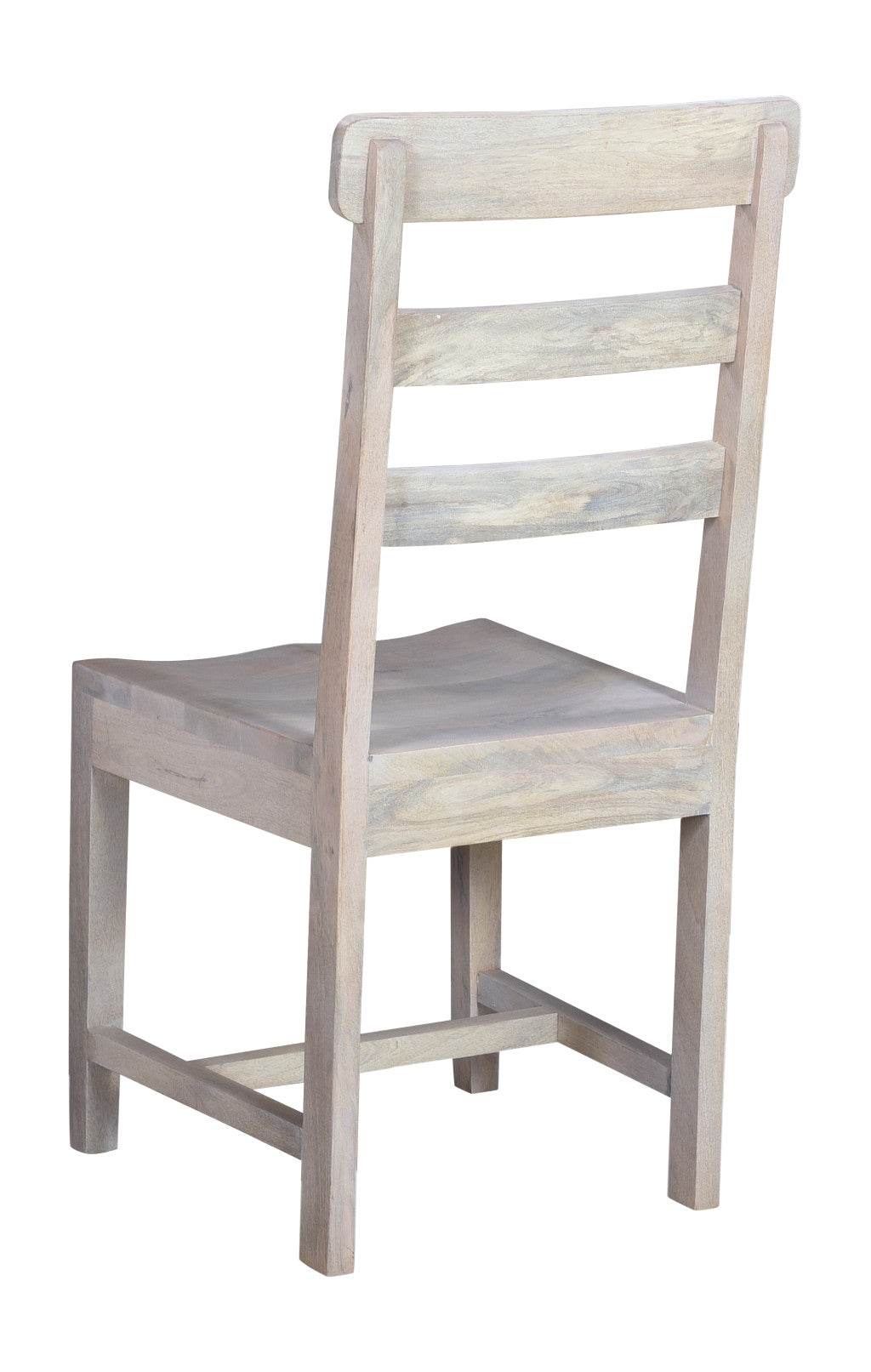 Set of Two White Wood Ladder Back Dining Side Chairs - Loft&Timber