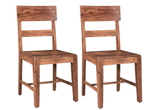 Set of Two Brown Wood Ladder Back Dining Side Chairs - Loft&Timber