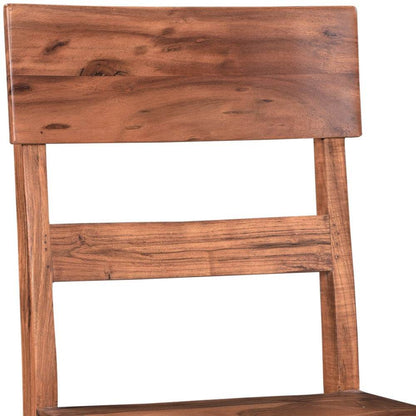 Set of Two Brown Wood Ladder Back Dining Side Chairs - Loft&Timber
