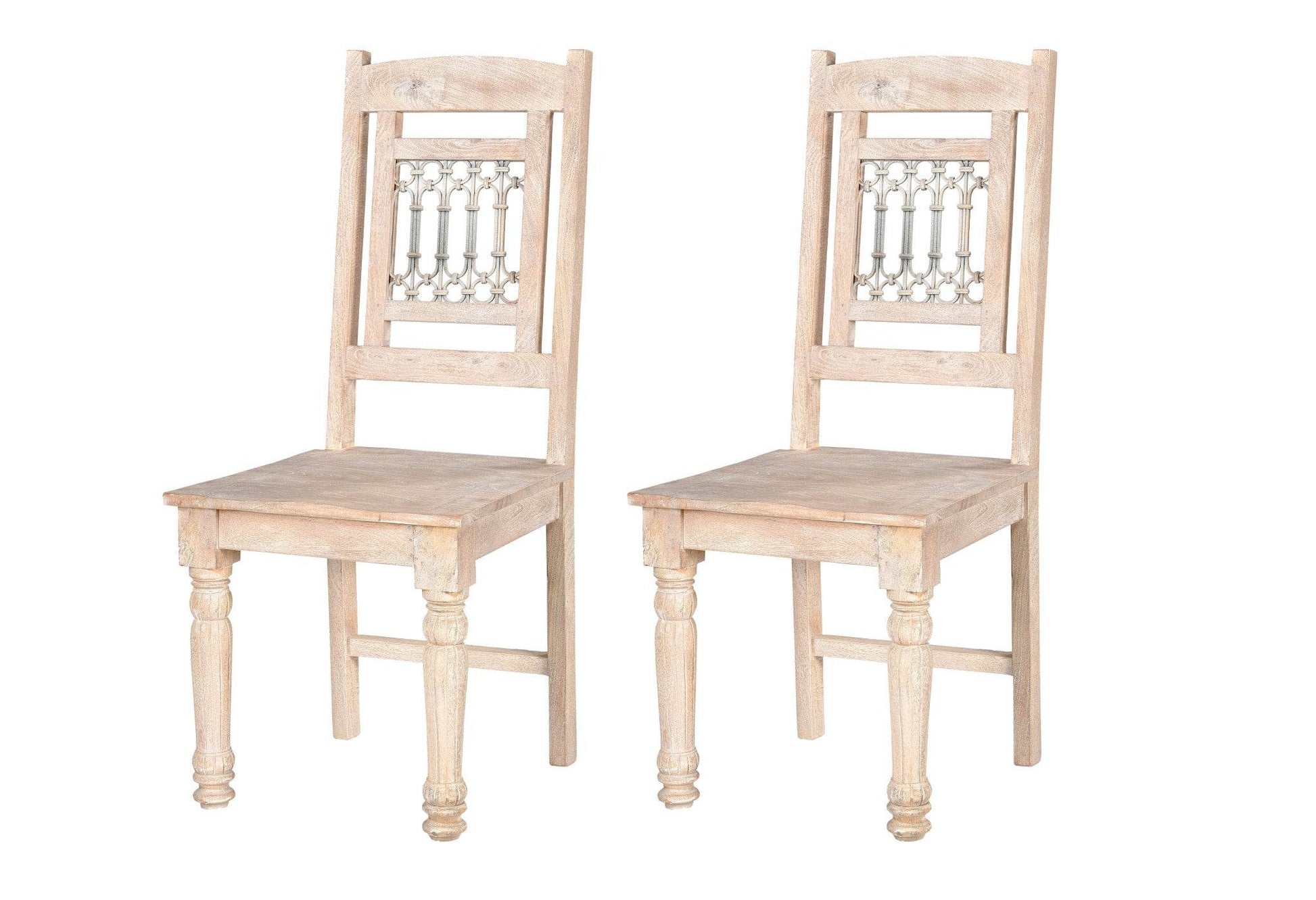 Set of Two White Wood Slat Back Dining Side Chairs - Loft&Timber