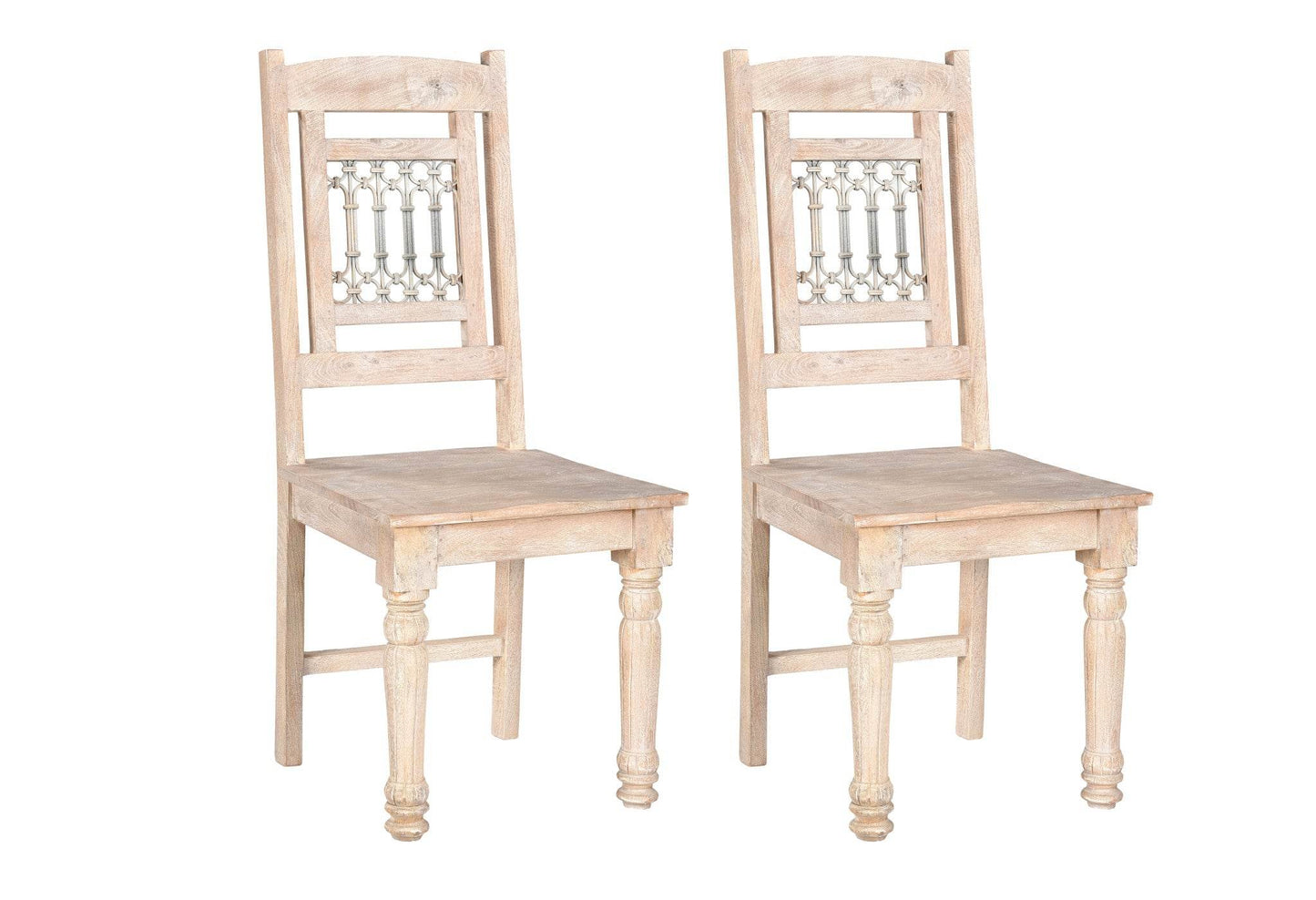 Set of Two White Wood Slat Back Dining Side Chairs - Loft&Timber